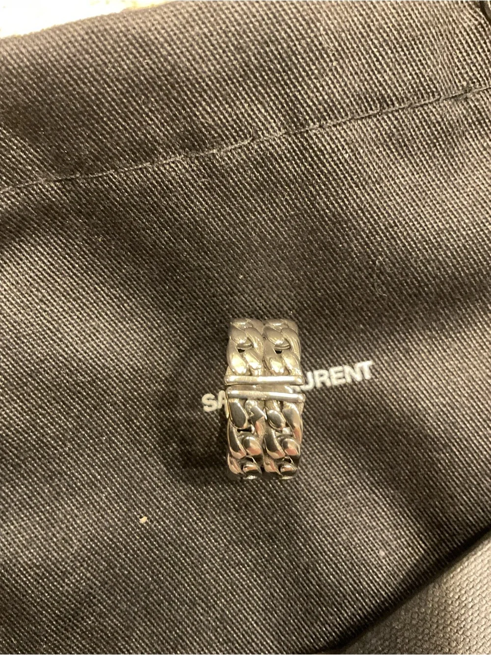 Saint Laurent Sterling Silver Chain-Link Ring